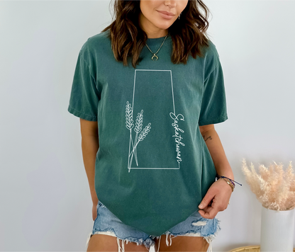 T-shirt unisexe Saskatchewan (dessin au trait)