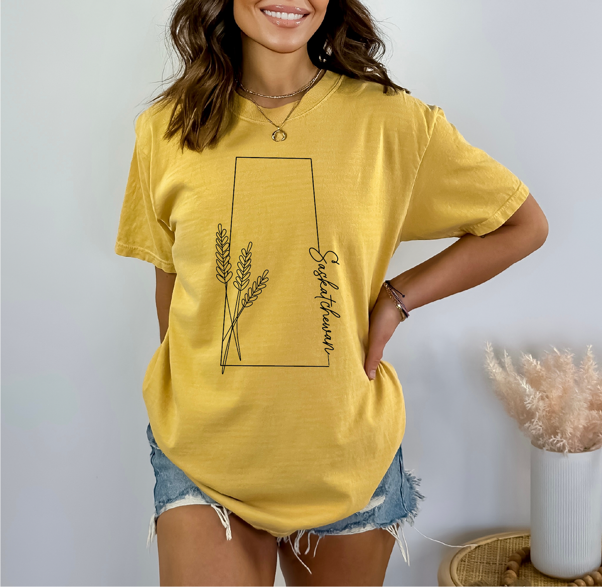T-shirt unisexe Saskatchewan (dessin au trait)