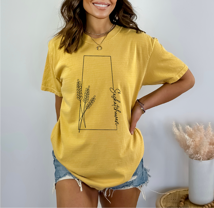 T-shirt unisexe Saskatchewan (dessin au trait)