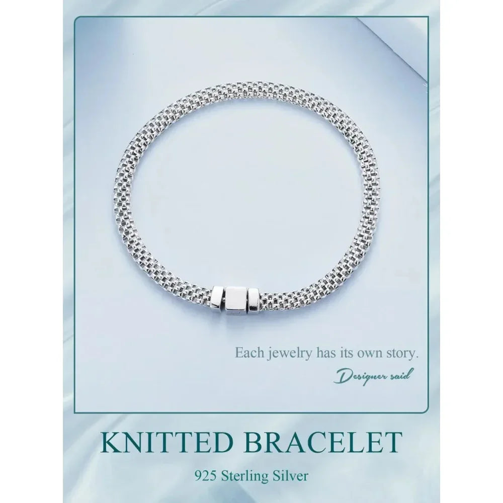 Sterling Silver Braided Square Buckle Bracelet