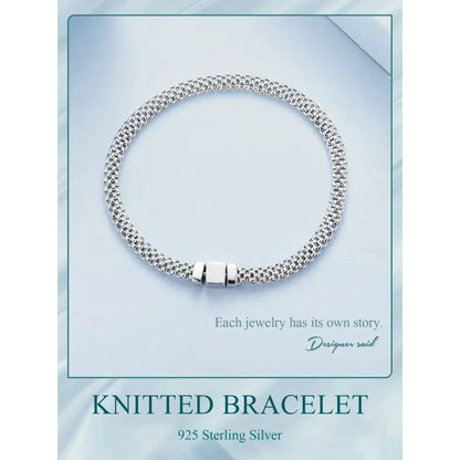 Sterling Silver Braided Square Buckle Bracelet