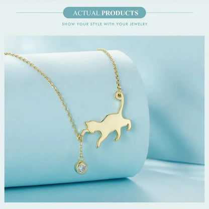 Magnifique collier chat en argent sterling 925 | Élégant pendentif ras-du-cou Scn232 en 3 couleurs