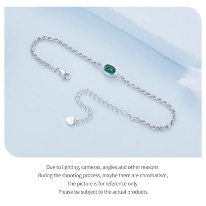 Sterling Silver Chopin Bracelet with Green Zircon – Adjustable