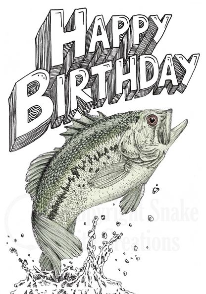 'Happy Birthday' Bass Fish Card