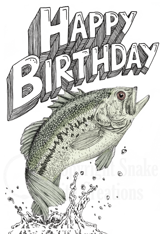 'Happy Birthday' Bass Fish Card