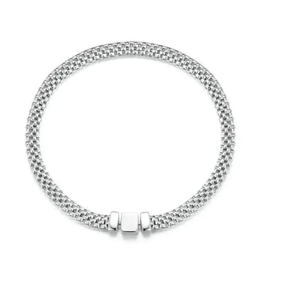 Sterling Silver Braided Square Buckle Bracelet