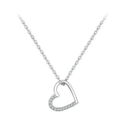 Genuine 925 Sterling Silver The Shape Of Love Chain Necklace For Women - Fine Jewelry 18.11'' Collar