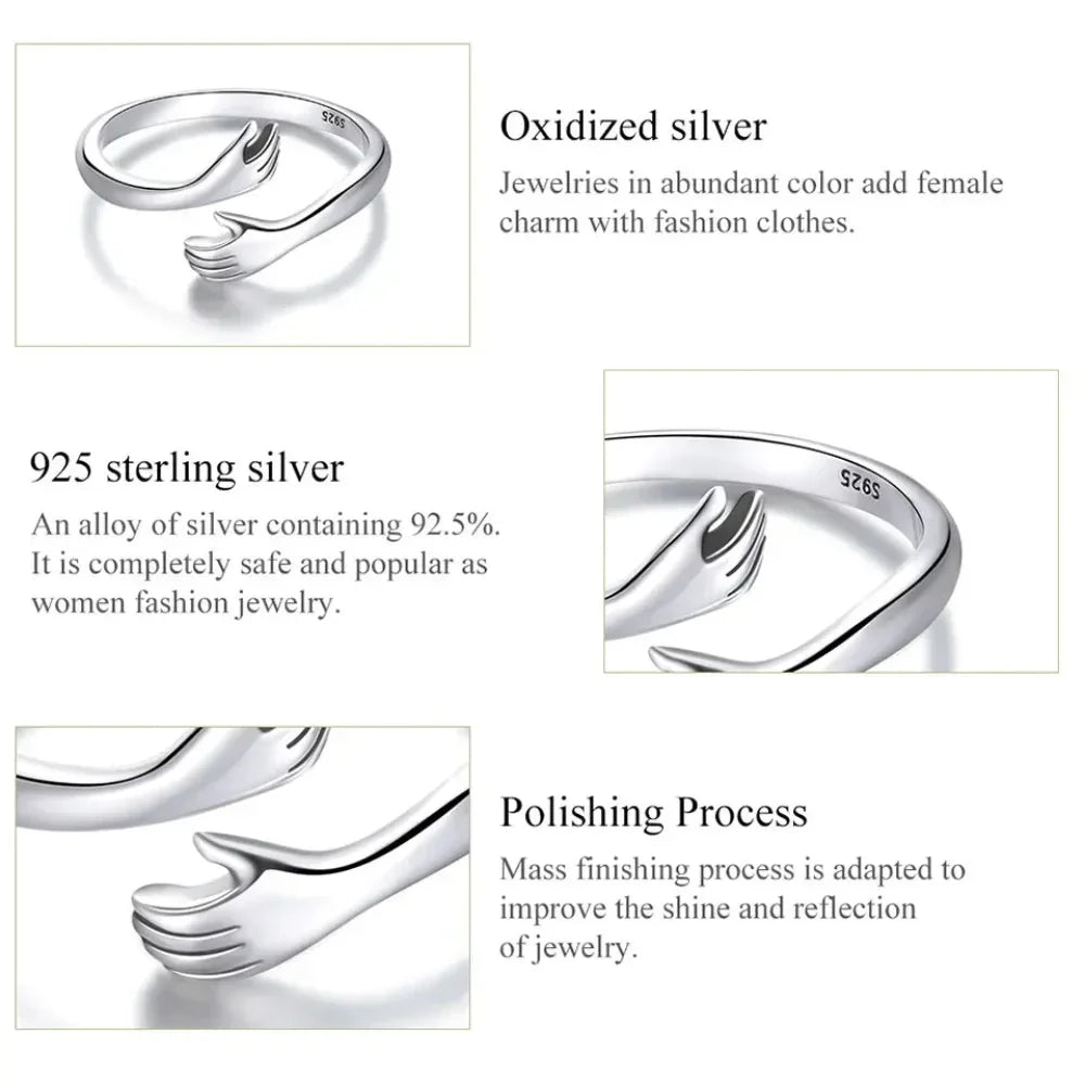 Sterling Silver Hug Ring (Adjustable)