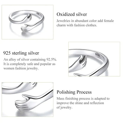 Sterling Silver Hug Ring (Adjustable)