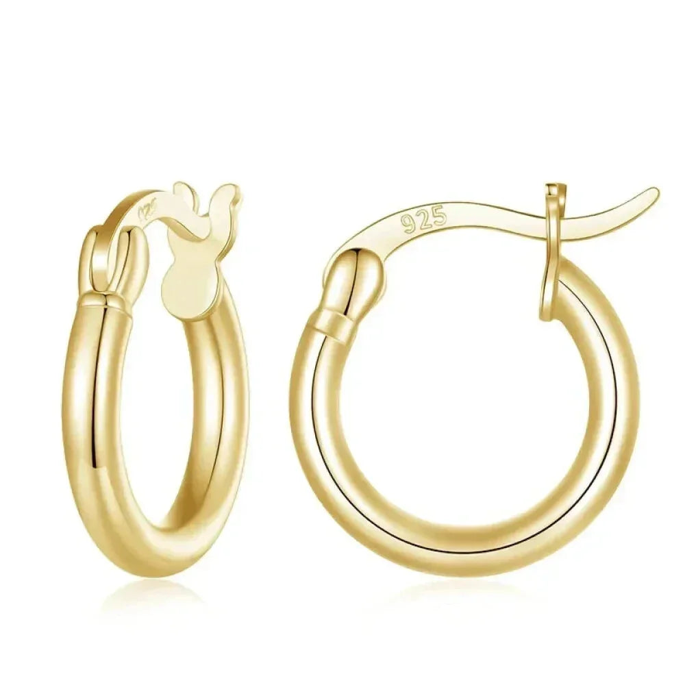 Boucles d'oreilles créoles en argent sterling 925 plaqué or blanc 14 carats | Créoles hypoallergéniques 24 mm