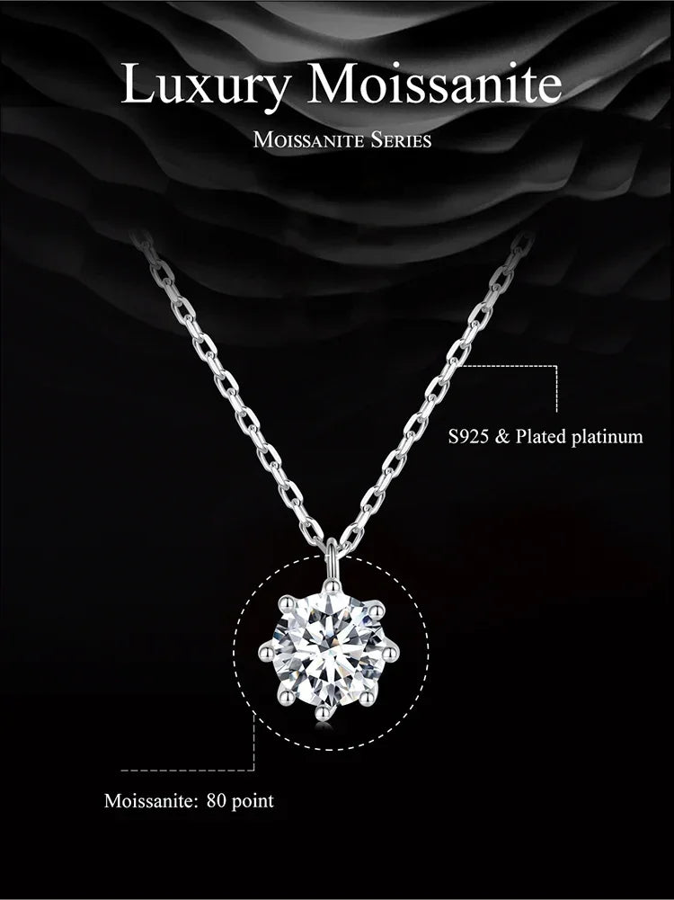 Dazzling 0.8ct Moissanite Sterling Silver Pendant Necklace