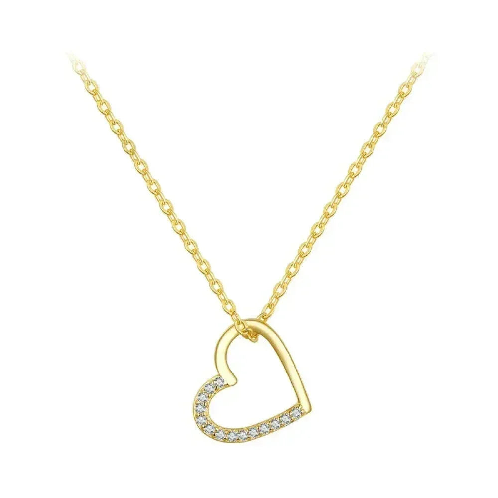 Genuine 925 Sterling Silver The Shape Of Love Chain Necklace For Women - Fine Jewelry 18.11'' Collar