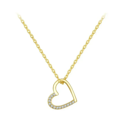 Genuine 925 Sterling Silver The Shape Of Love Chain Necklace For Women - Fine Jewelry 18.11'' Collar