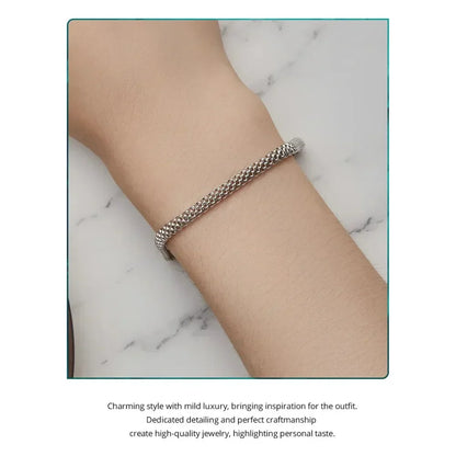 Sterling Silver Braided Square Buckle Bracelet