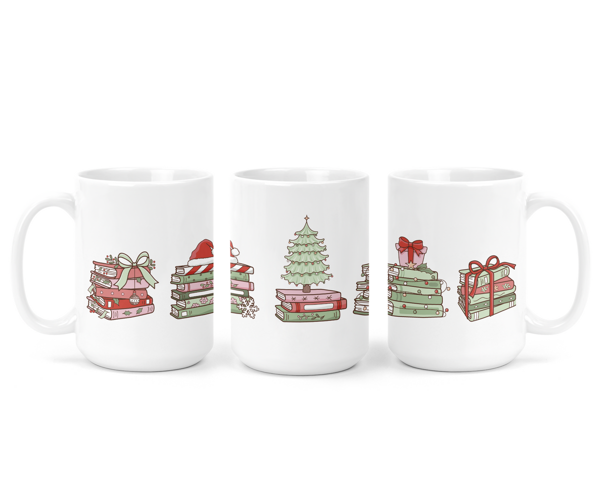 Mug en céramique "Seasons Readings" | Thème livres | Mug de Noël | Mug Livre
