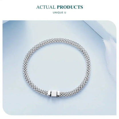 Sterling Silver Braided Square Buckle Bracelet