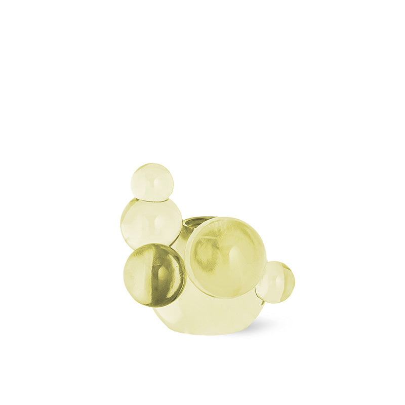 Bubble Crystal Glass Candle Holder - Light Yellow Decorative Sculpture
