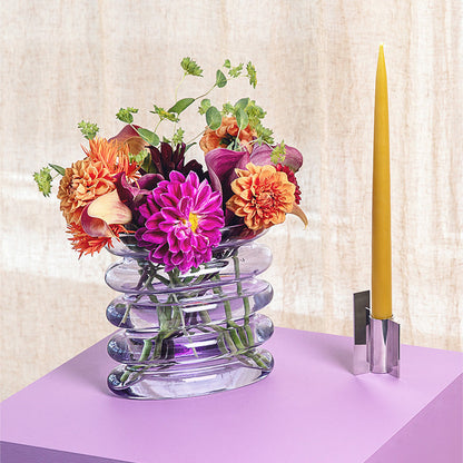 Repeat Glass Vase - Mouth-Blown Wavy Blue-Purple Design