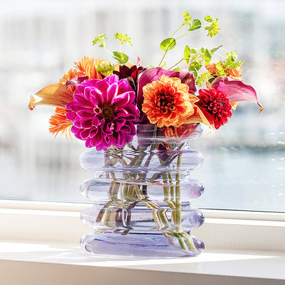 Repeat Glass Vase - Mouth-Blown Wavy Blue-Purple Design