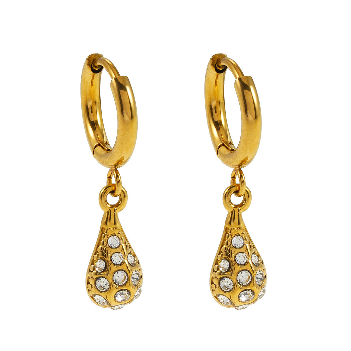 TOAS Gold : Mini créoles avec breloque en forme de perle incrustée de zircone
