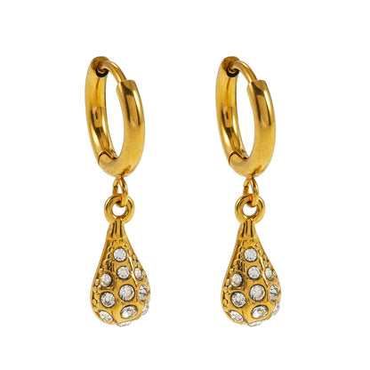 TOAS Gold : Mini créoles avec breloque en forme de perle incrustée de zircone
