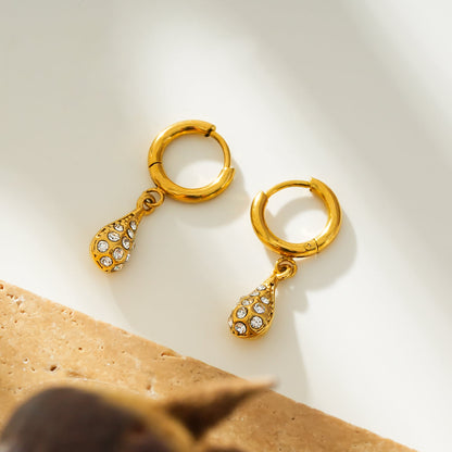 TOAS Gold : Mini créoles avec breloque en forme de perle incrustée de zircone