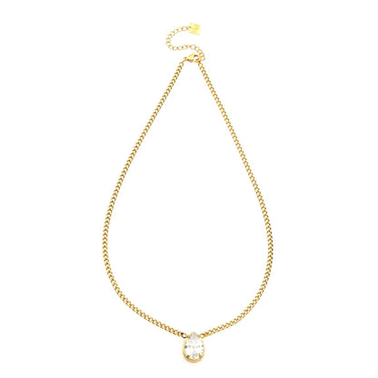 TWYLA: Chunky Tear Drop Crystal Pendent on a Link Chain Necklace