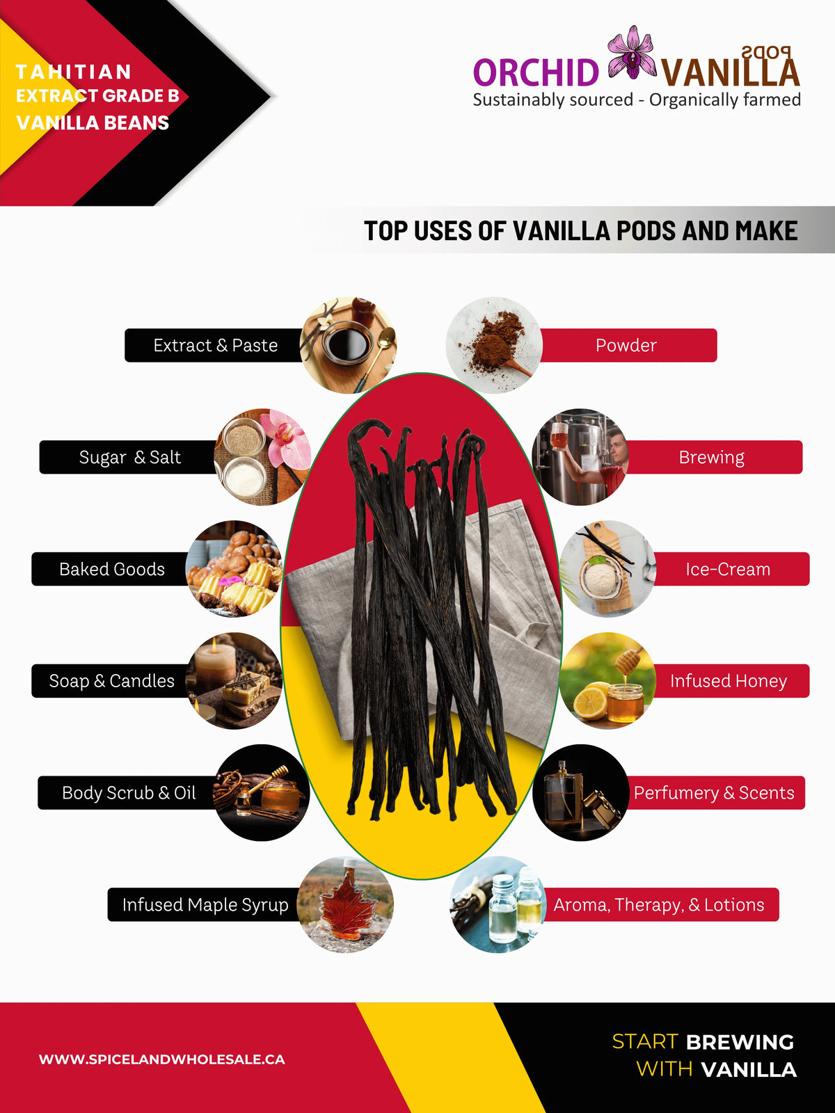 Tahitian Extract Vanilla Beans Grade-B <br>For Extract Making<BR>By Count