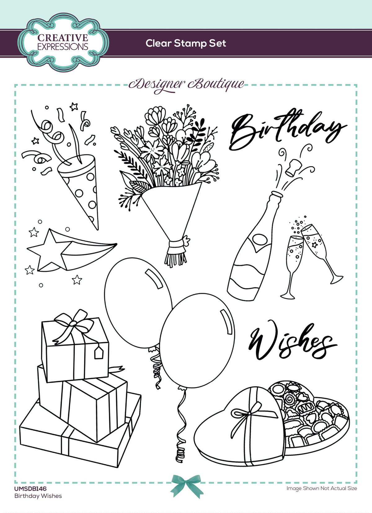 Creative Expressions Designer Boutique Vœux d'Anniversaire 15,24 cm x 20,32 cm Set de Tampons