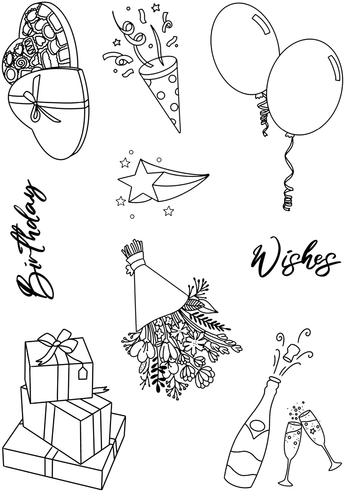 Creative Expressions Designer Boutique Vœux d'Anniversaire 15,24 cm x 20,32 cm Set de Tampons