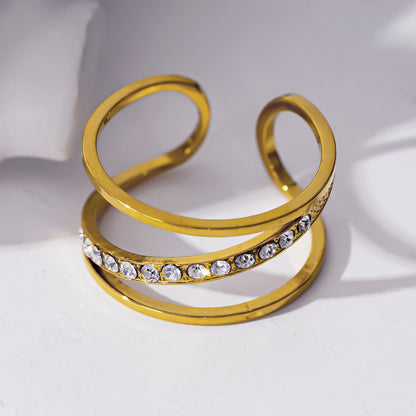 Style URDUJA: Multi Stacked Zirconia Embedded Ring