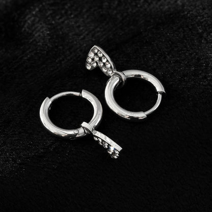 VIRTUOUS Or Blanc Ton Argent : Mini Créoles avec Breloque Cœur Incrustée de Zircone
