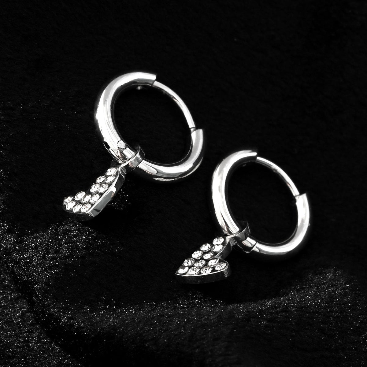 VIRTUOUS Or Blanc Ton Argent : Mini Créoles avec Breloque Cœur Incrustée de Zircone