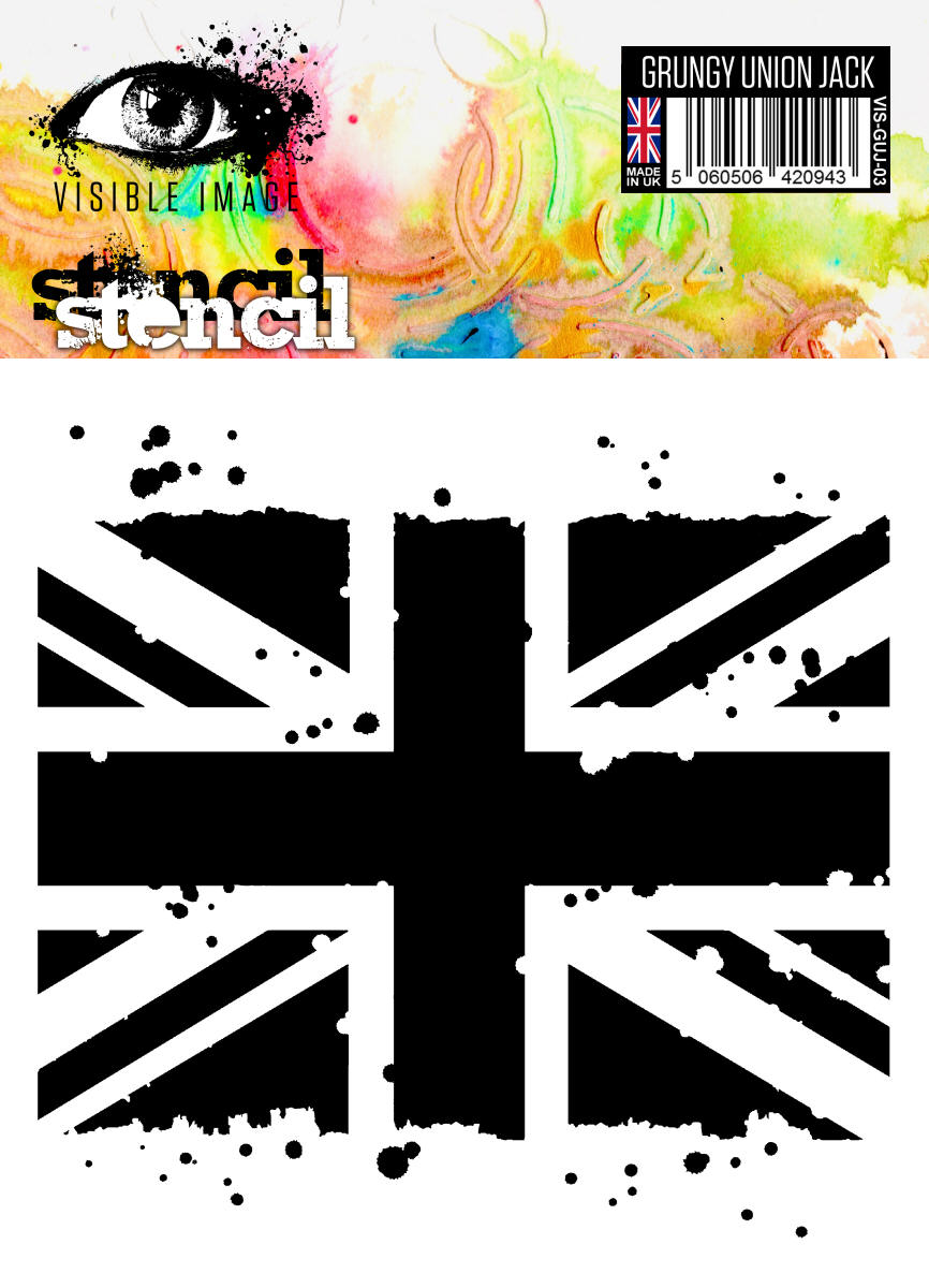 Image Visible Pochoir Grungy Union Jack - 6 x 6