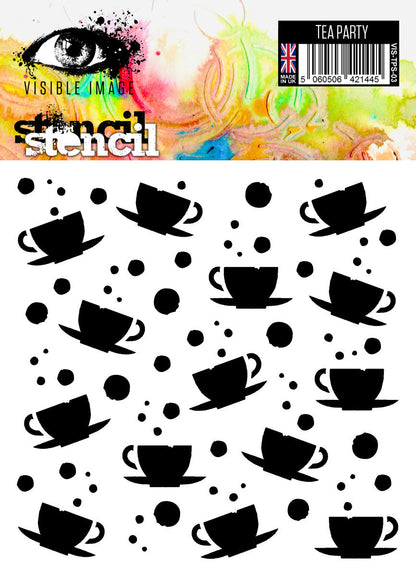 Visible Image Tea Party Stencil  - 6 x 6