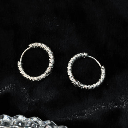 VISCONTA Or Blanc (ton argent) : Finition Ciselée - Boucles d'oreilles mini créoles à surface texturée