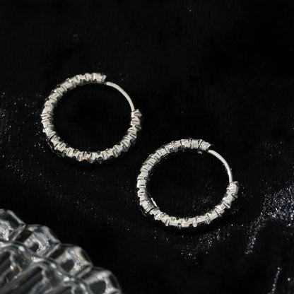 VISCONTA Or Blanc (ton argent) : Finition Ciselée - Boucles d'oreilles mini créoles à surface texturée