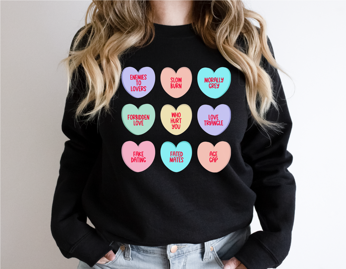 Sweat-shirt unisexe à col rond « Conversation Heart Tropes » | Littéraire