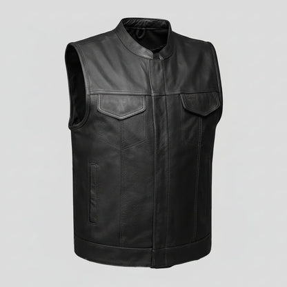 Open Road Men's Leather Club Vest | Premium Cowhide Motorcycle Vest