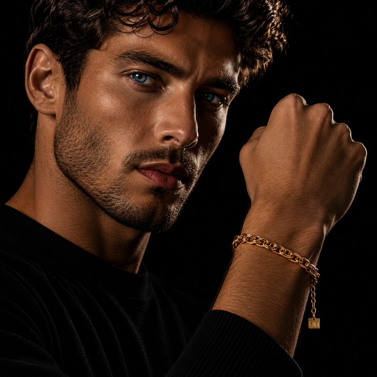 WANDSWORTH Gold: Interwoven Chain Bracelet | Modern Statement Link Bracelet