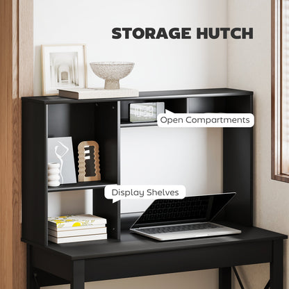 Sloan Computer Desk with Hutch and Storage Shelves-Black