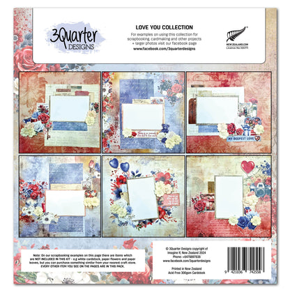 Collection de scrapbooking 3Quarter Designs Love You 30x30 cm