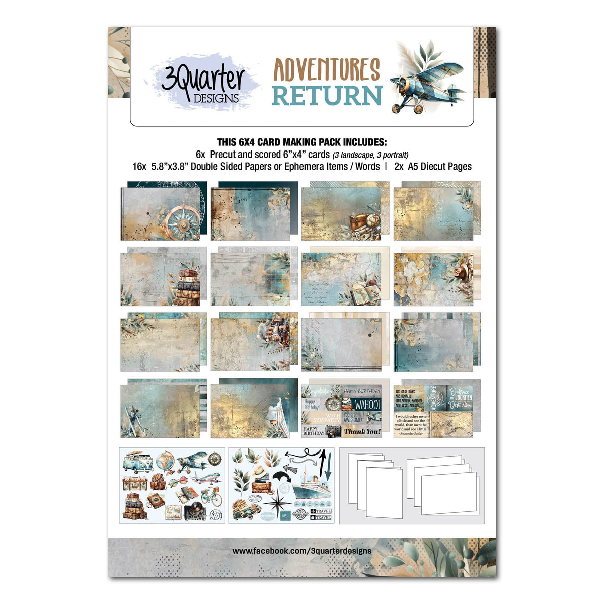 Pack de cartes 3Quarter Designs Adventures Return 6x4