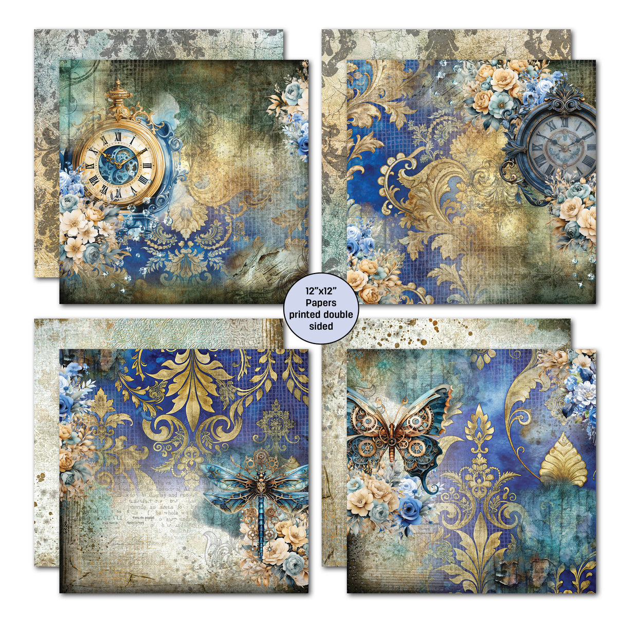 3Quarter Designs Grunged Baroque 12x12 Design Paper & Diecuts Set