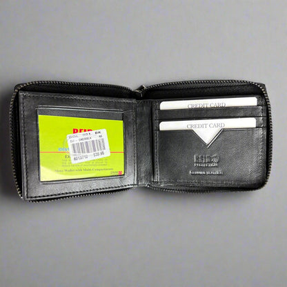 Greenwood Men's Leather Wallet. Premium RFID Protection Zip-Around Wallet
