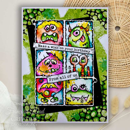 Lot de tampons transparents Woodware Monster Skin 7,6 x 10,2 cm