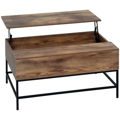 Reese Lift Top Coffee Table with Hidden Storage Compartment-Rustic Brown