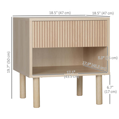 Laura Lot de 2 tables de chevet modernes avec tiroir et étagère ouverte-Bois naturel