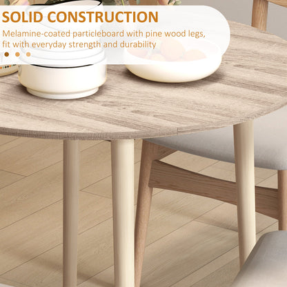 Merrill Round Drop-Leaf/Folding Dining Table for Small Spaces-Oak