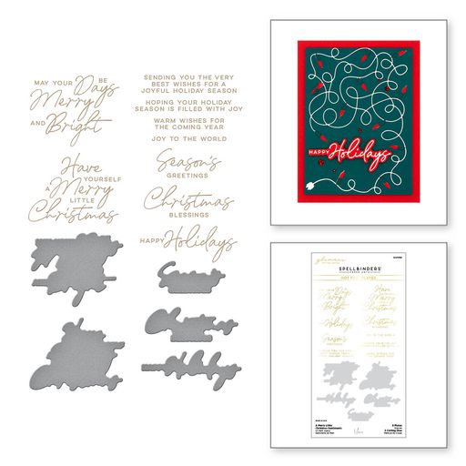 Plaque et matrices A Merry Little Christmas Sentiments Glimmer Hot Foil de la collection De-Light-Ful Christmas par Yana Smakula